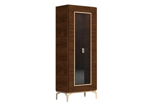 Vitrine colonne noyer 1 porte – Eva