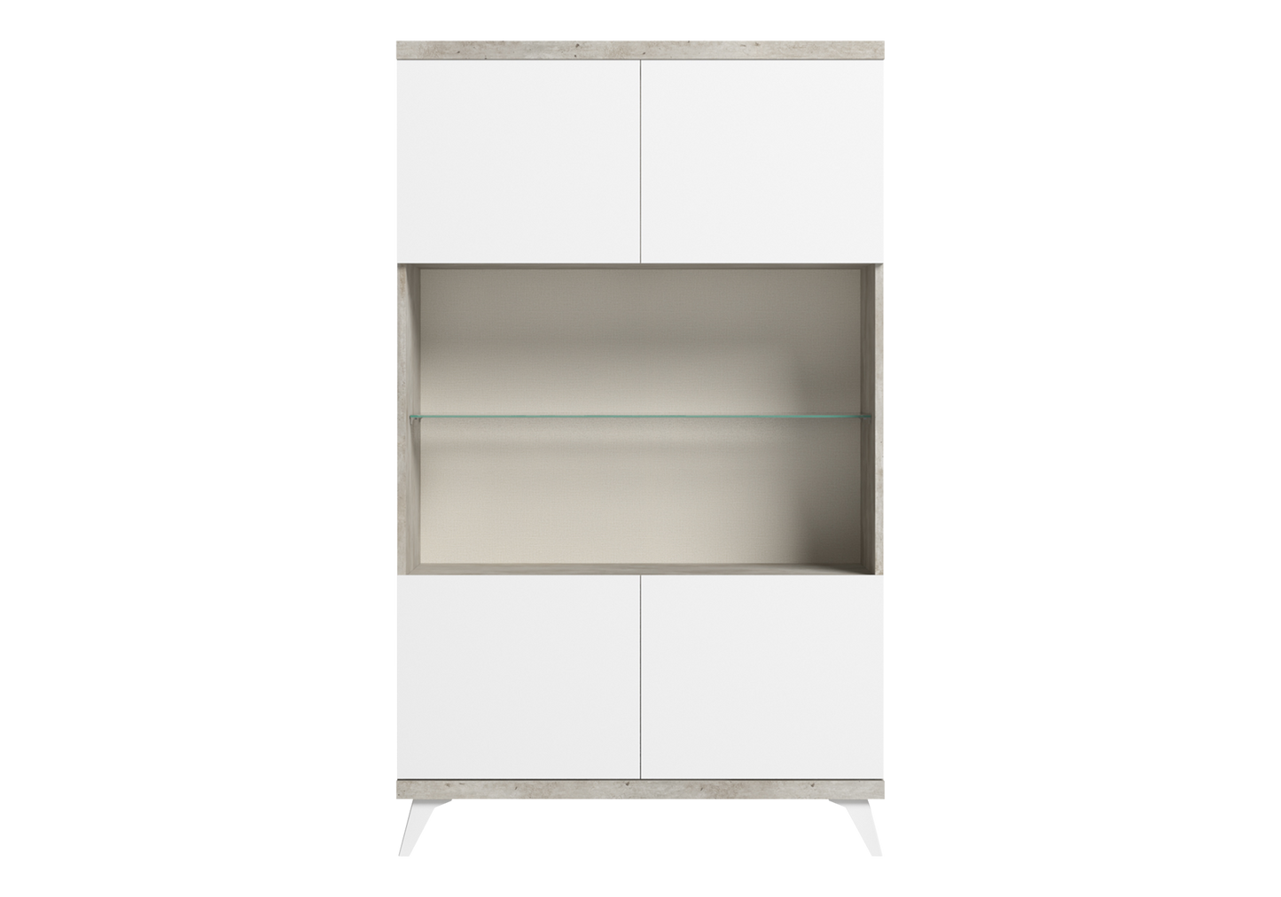 Vitrine rangement blanc laqué effet béton - Treviso