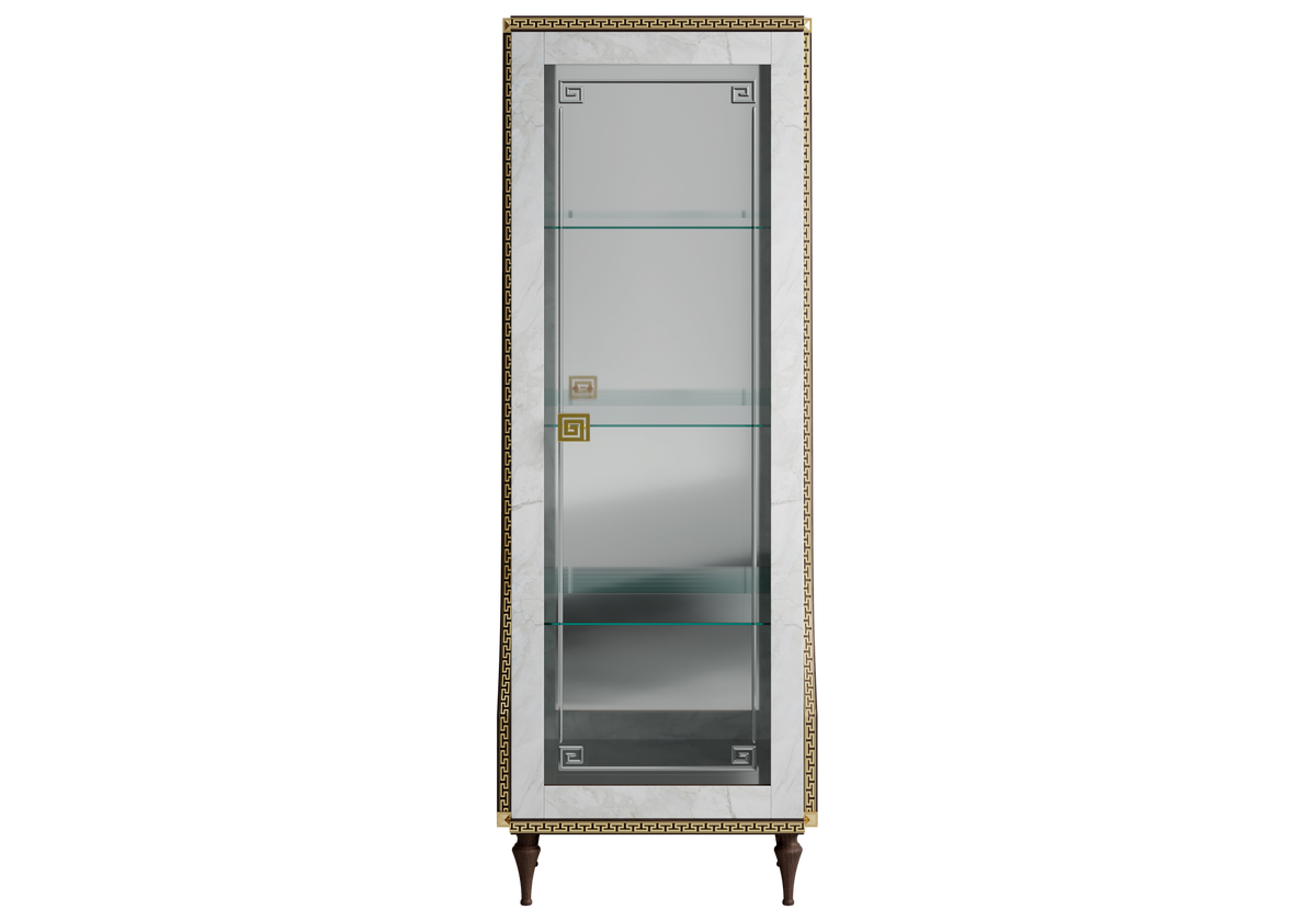 Vitrine 1 porte marbre noyer et or 24K - Romantica