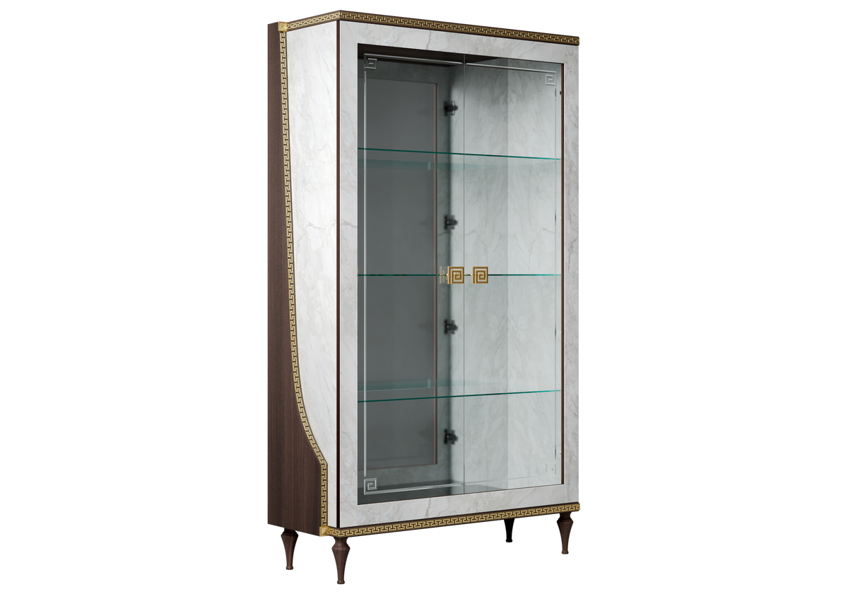 Vitrine 2 portes marbre noyer et or 24K - Romantica