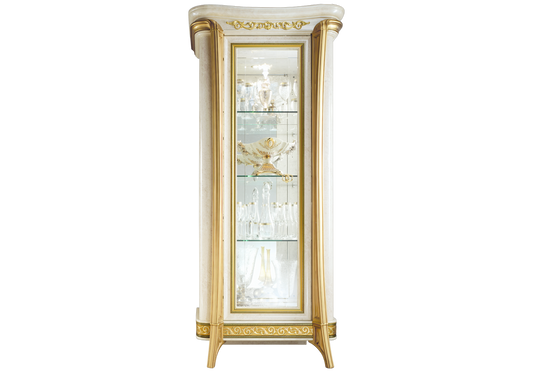 Vitrine 1 porte effet marbre ivoire et or - Melodia
