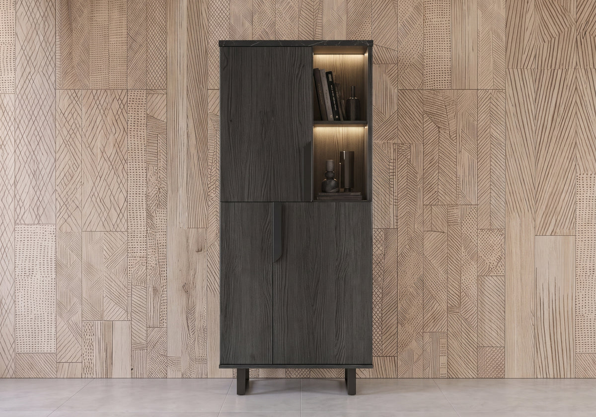 Ensemble meubles de salon TV bois et marbre - Orion