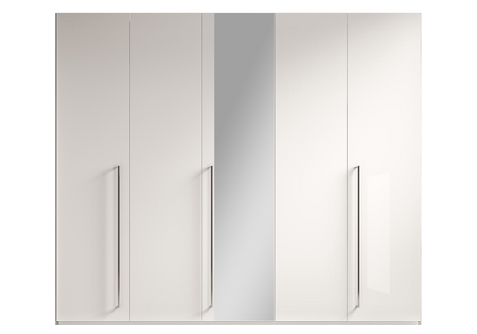 Armoire 5 portes miroir blanc béton – Treviso