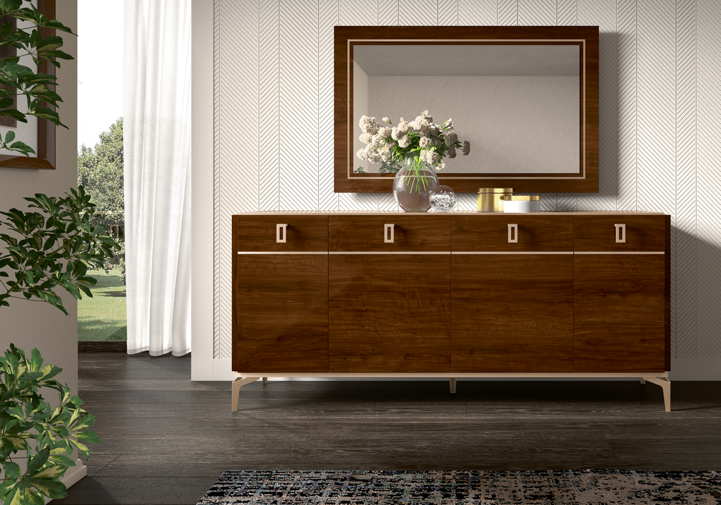 Buffet 4 portes noyer – Eva