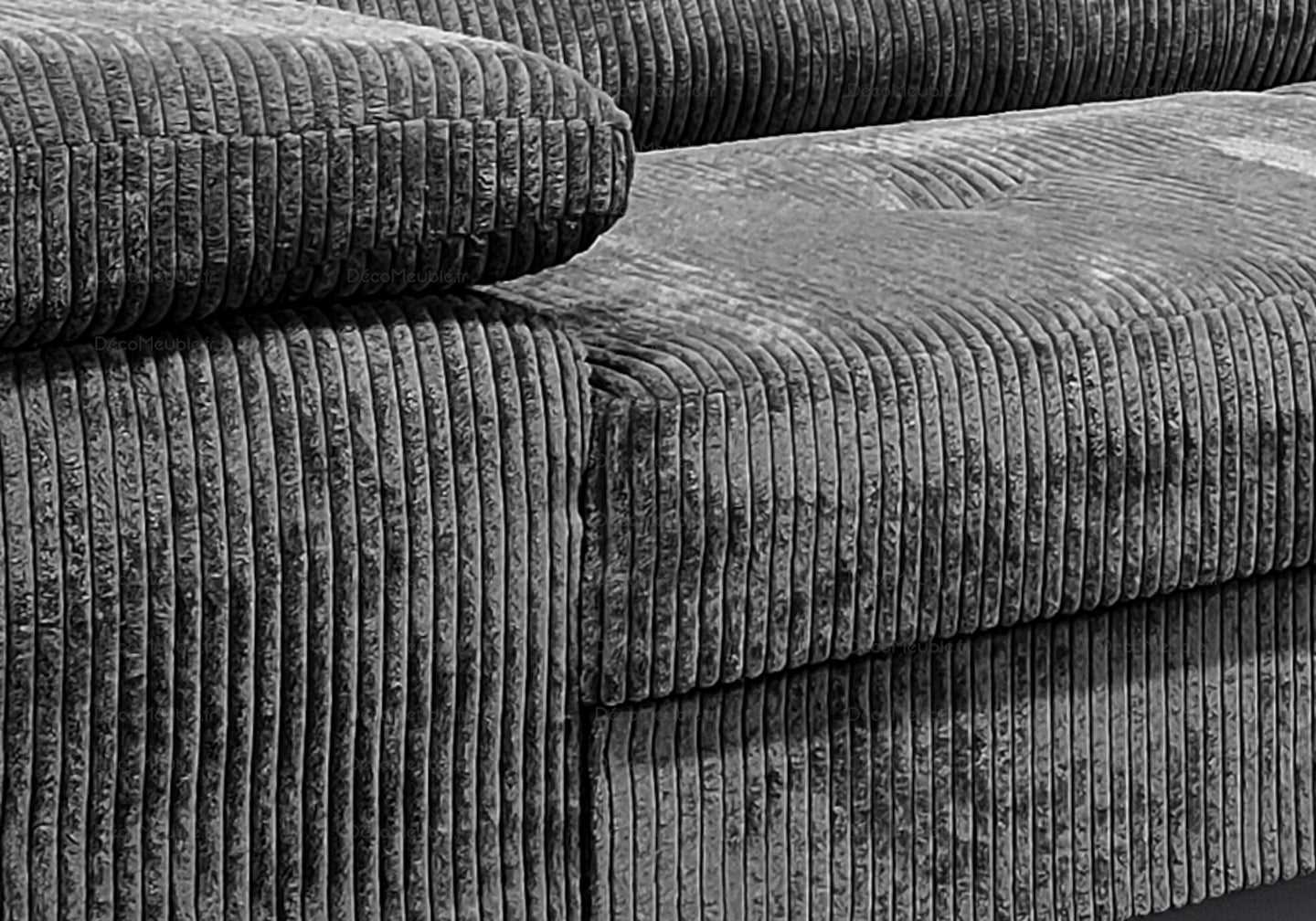 Canapé angle velours côtelé gris TEVA