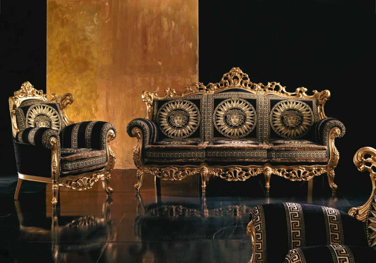 Canapé baroque doré versace GRÂCE