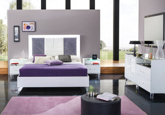 Chambre complète marbre gris capitonnée – CRISTAL