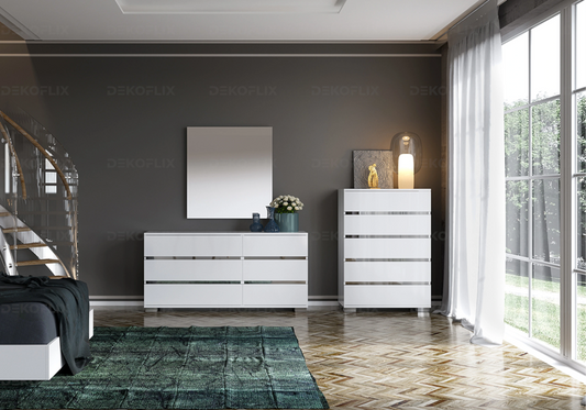 Dream Blanc – Commode Double 6 Tiroirs - Élégance et Fonctionnalité