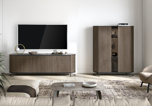 Ensemble meubles salon bois miel - Hexagon