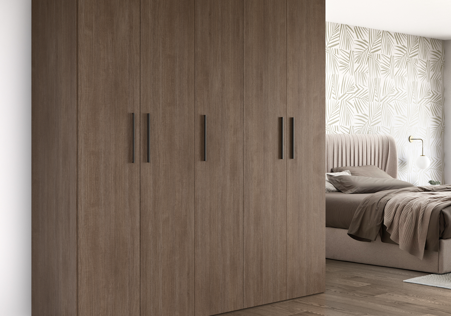 Dressing modulable 5 portes bois rainure Hexagon