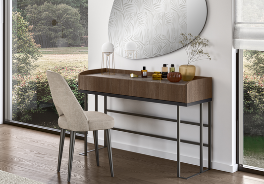 Coiffeuse bois rainuré marbre – Hexagon