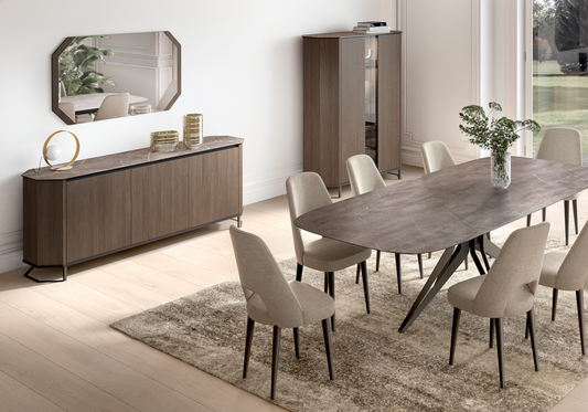 Ensemble salle à manger bois marbre - Hexagon