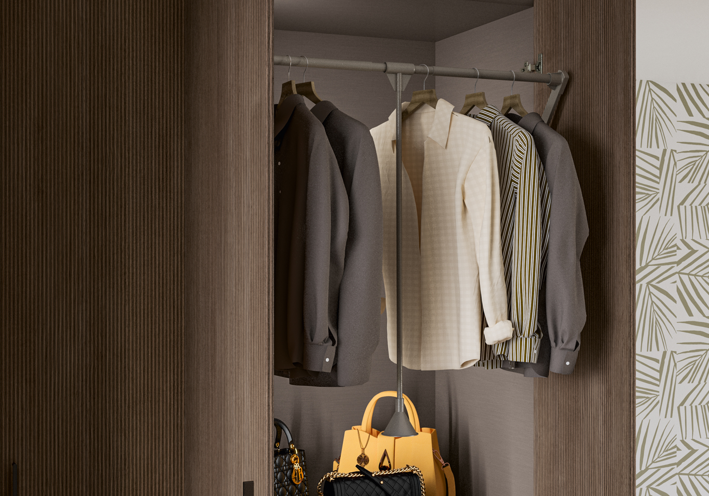 Dressing modulable 5 portes bois rainure Hexagon