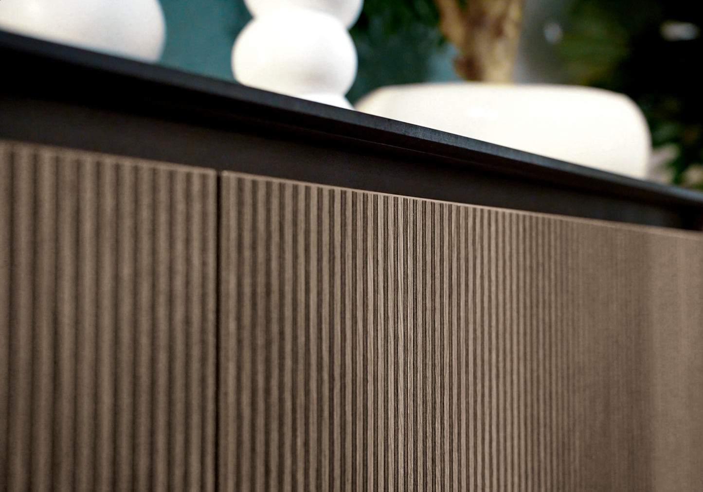 Vitrine argentier bois miel rainuré LED – Hexagon