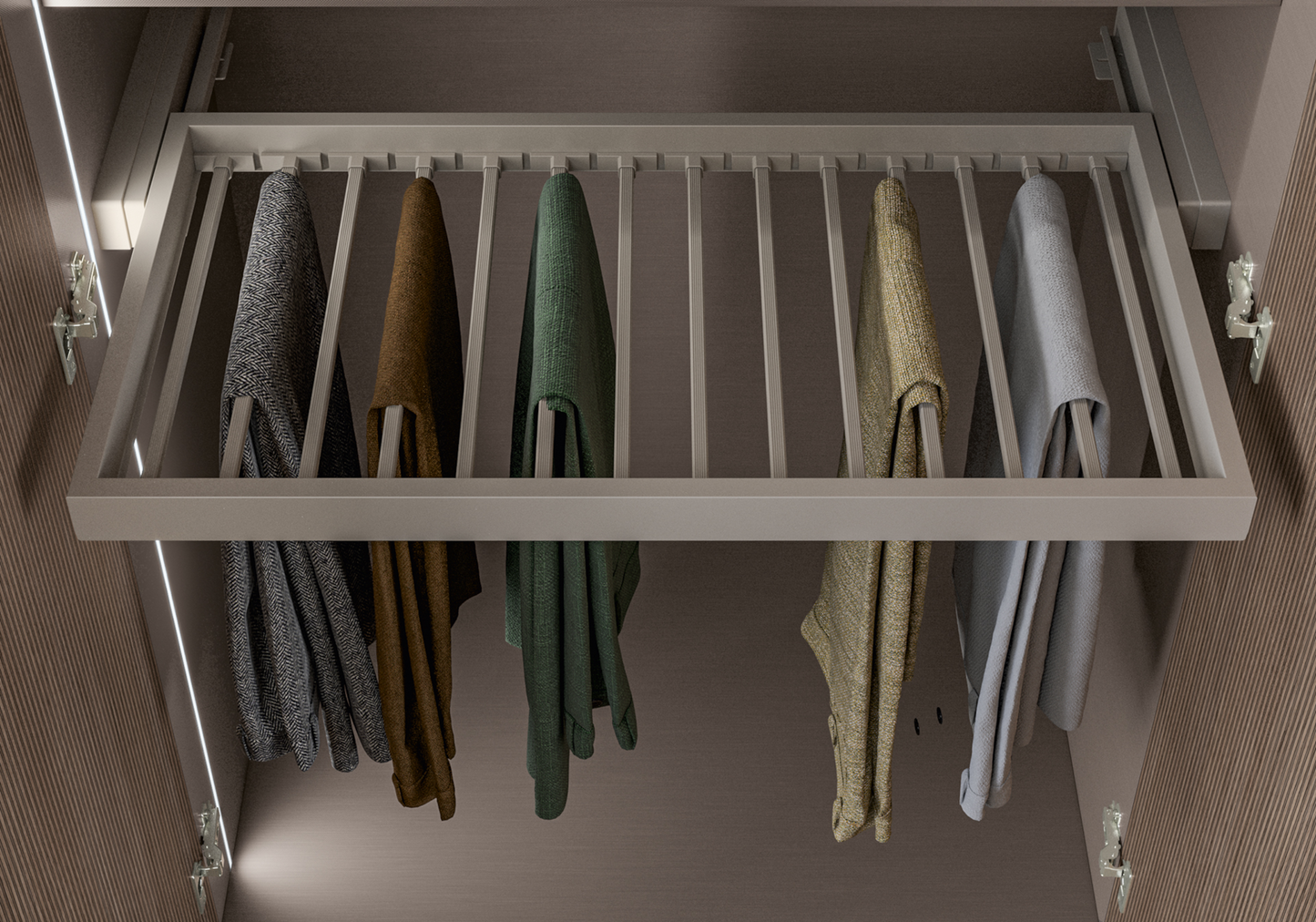 Dressing modulable 5 portes bois rainure Hexagon