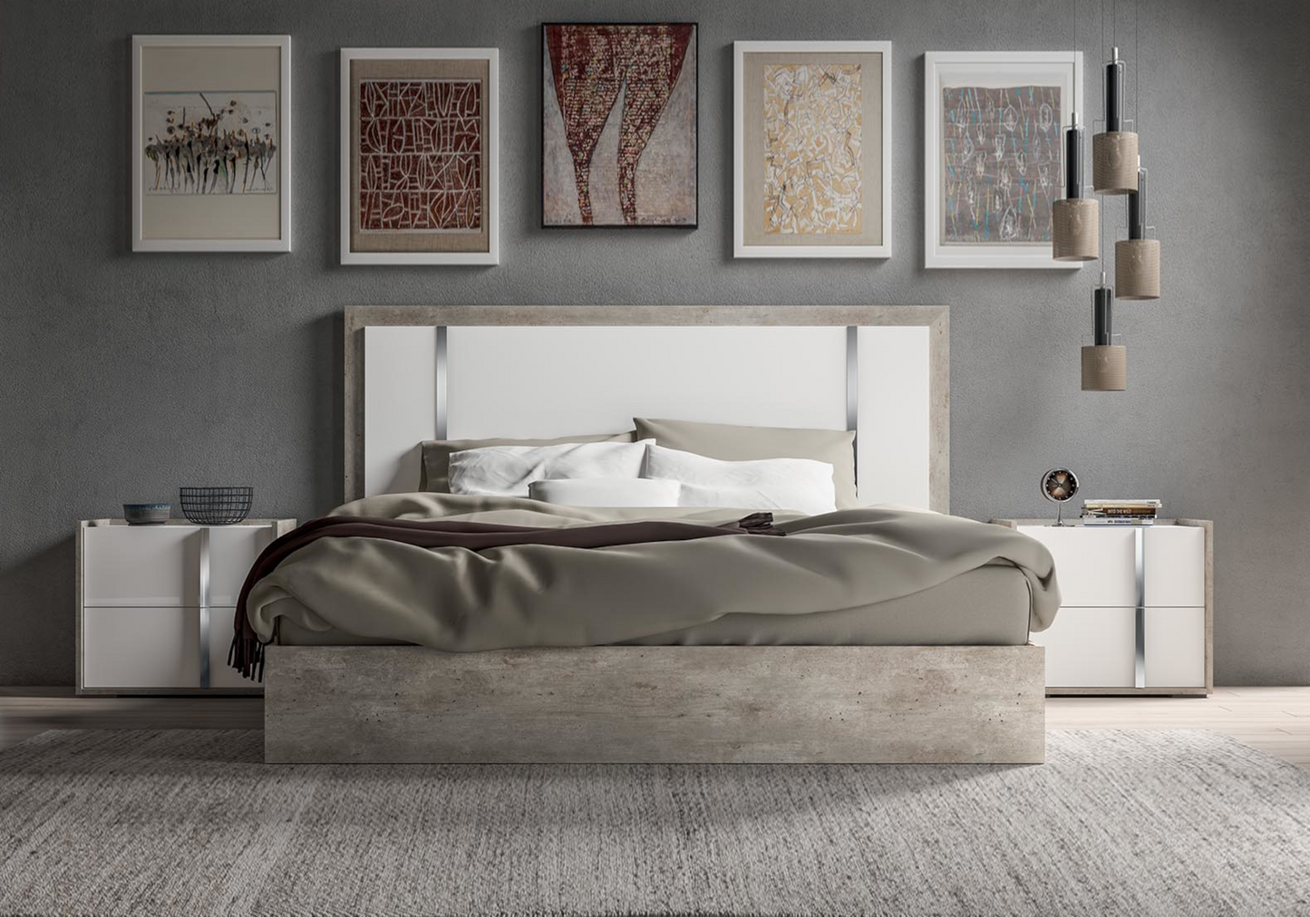 Chambre complète 160x200 blanc béton – Treviso