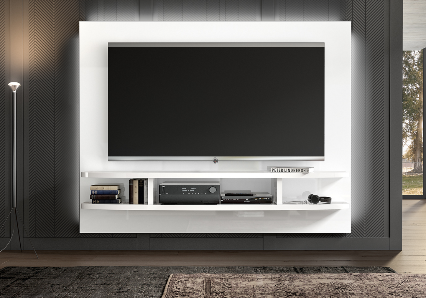 Meuble mural tv blanc moderne - Bianca