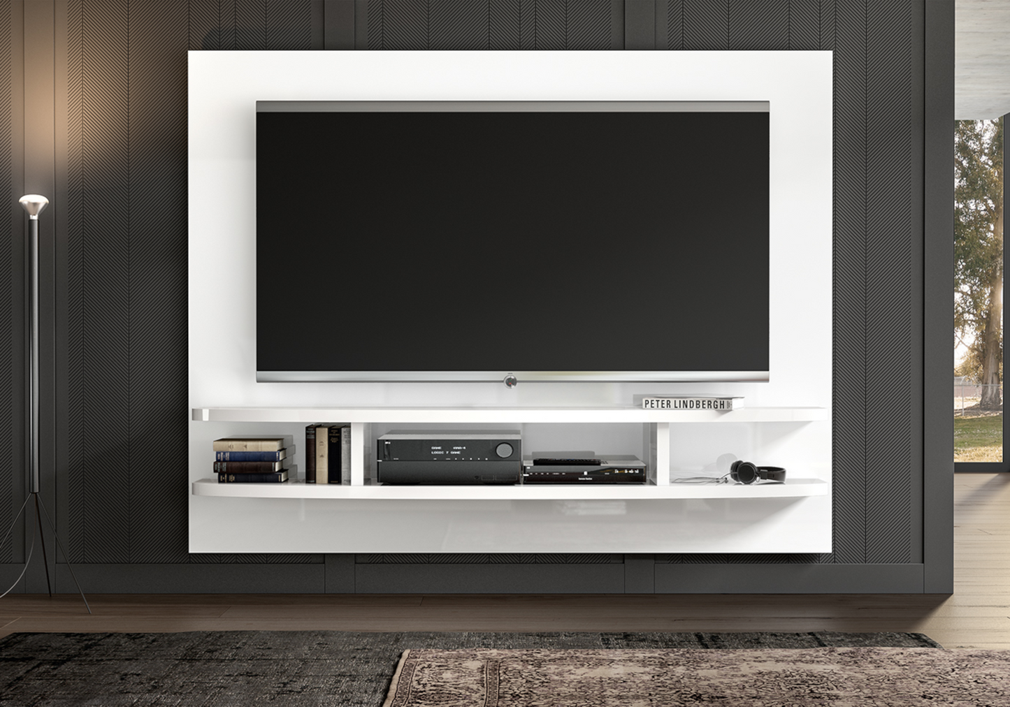 Meuble mural tv blanc moderne - Bianca
