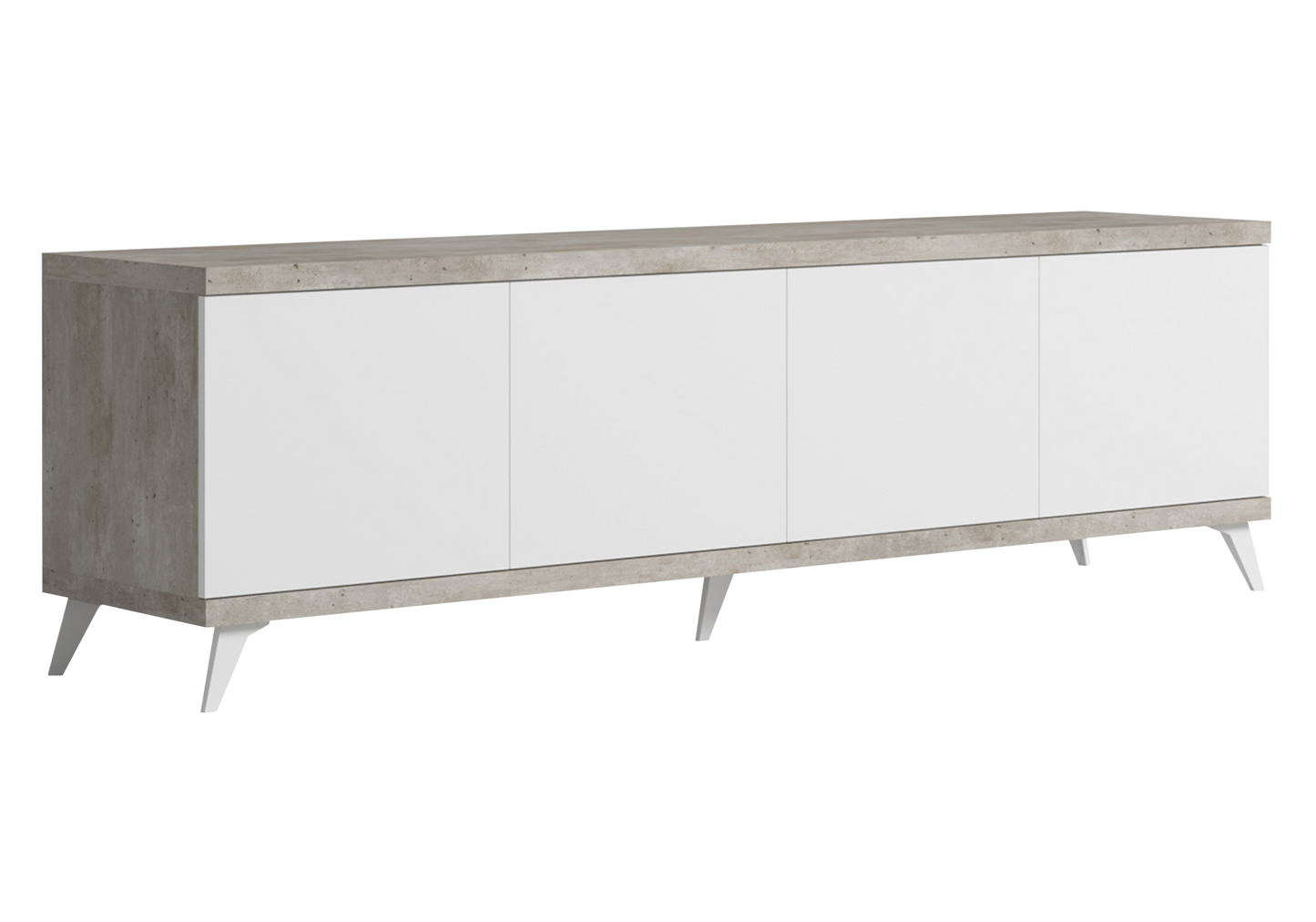 Meuble TV 200 cm blanc laqué effet béton – Treviso