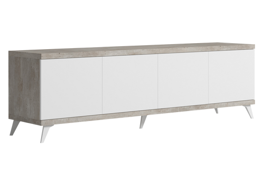 Meuble TV 200 cm blanc laqué effet béton – Treviso