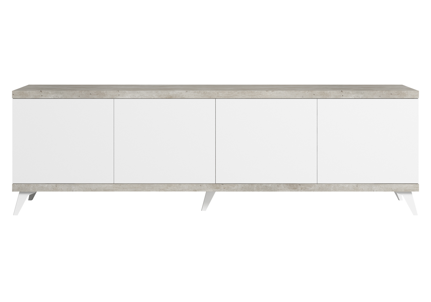 Meuble TV 200 cm blanc laqué effet béton – Treviso