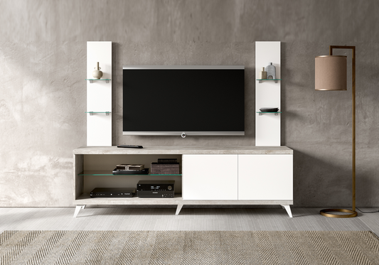 Meuble TV 200 cm avec étagères murales – Treviso