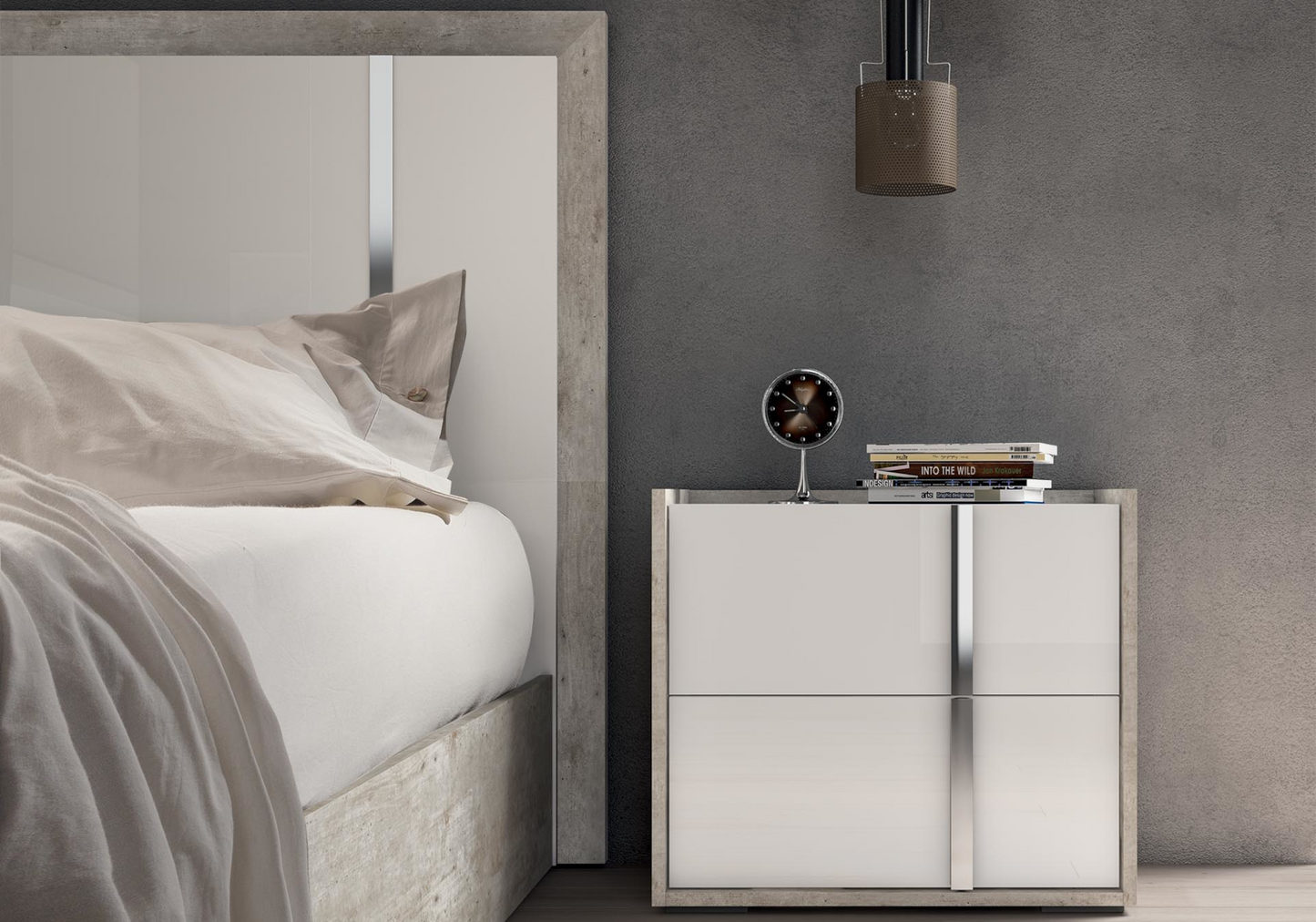 Chambre complète 160x200 blanc béton – Treviso