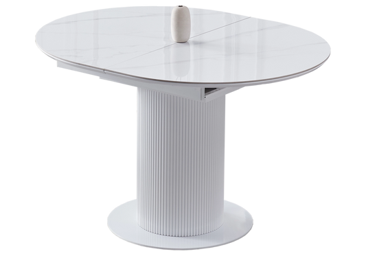 Table ronde extensible marbre blanc - LEON