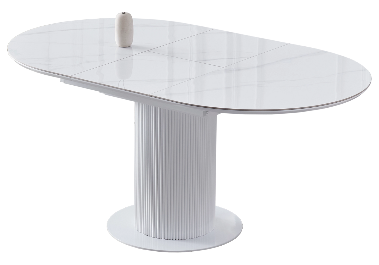 Table ronde extensible marbre blanc - LEON