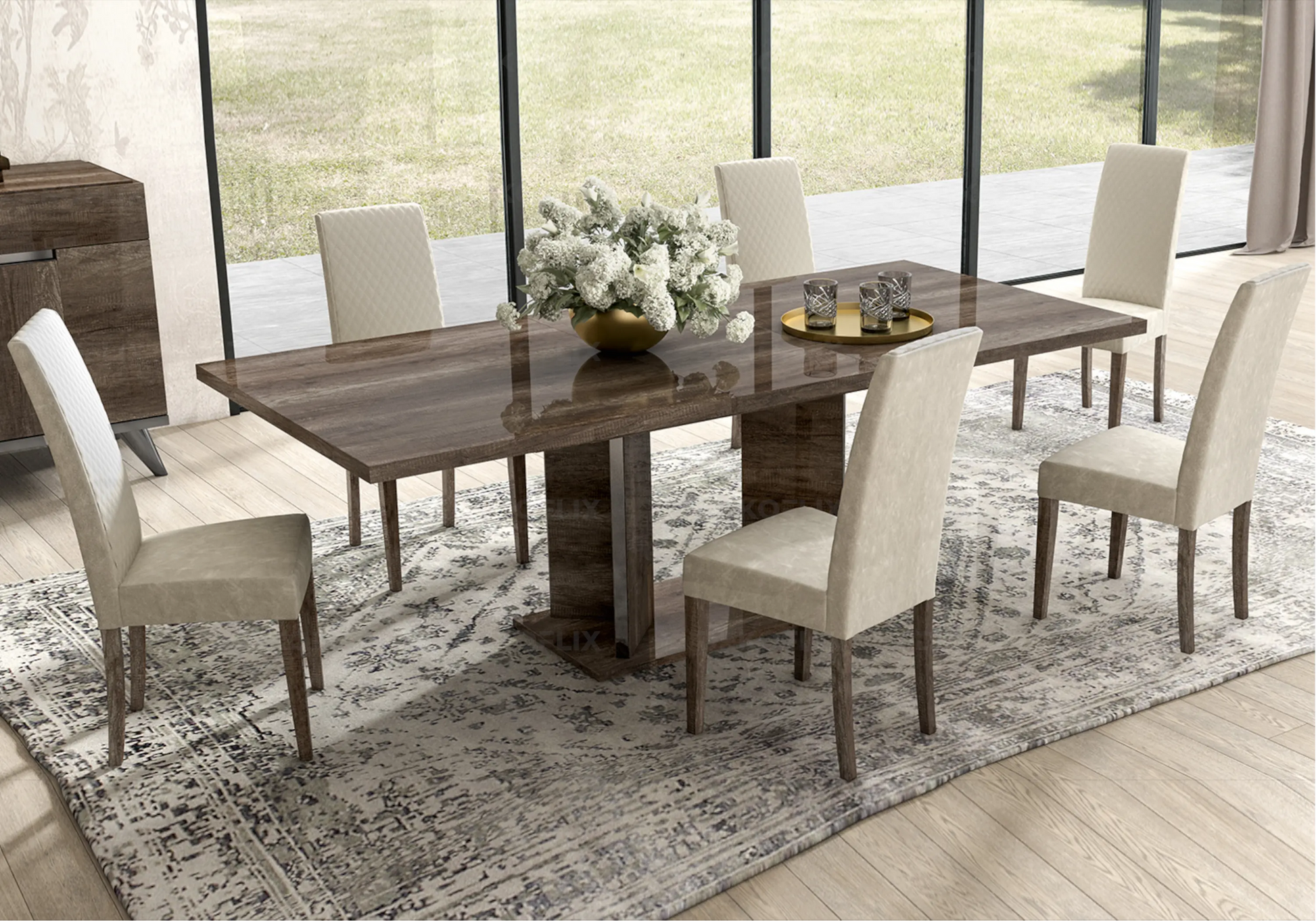 Table à Manger Chêne Nostalgique Extensible - Élégante Collection Medea - DEKOFLIX