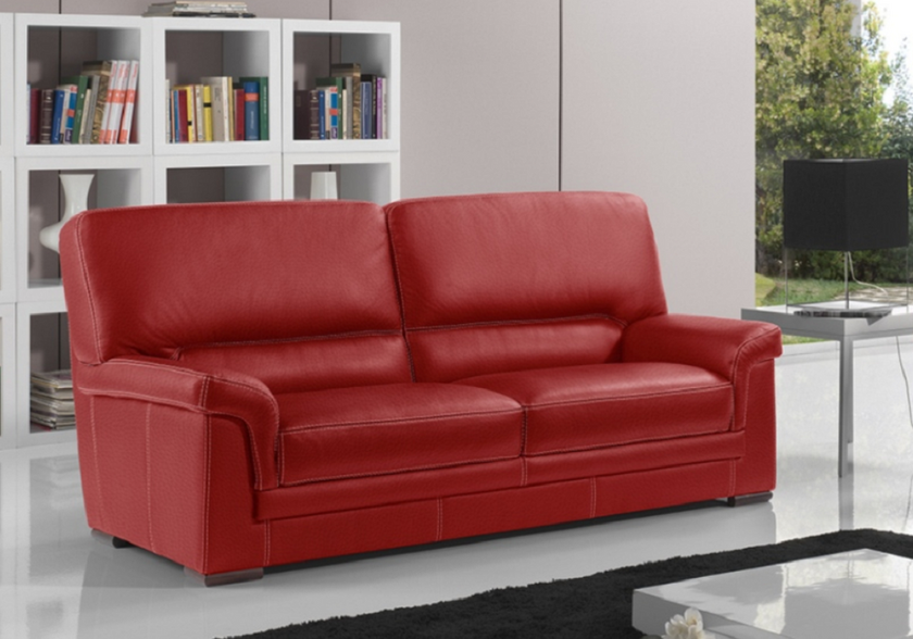 Canapé cuir design rouge ANITA