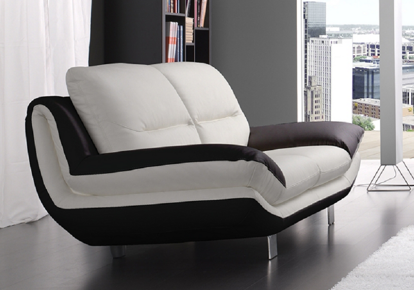 Canapé cuir design blanc noir BEA