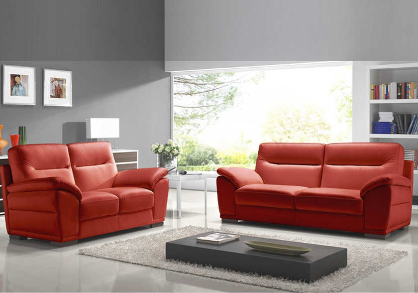 Canapé cuir design rouge CALINO
