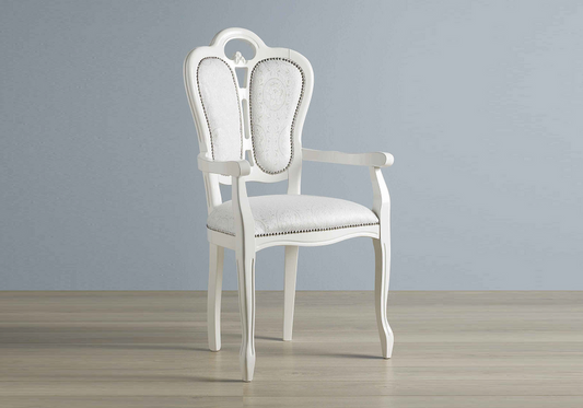 Chaise-fauteuil tissu blanc GRETA (Lot de 2)