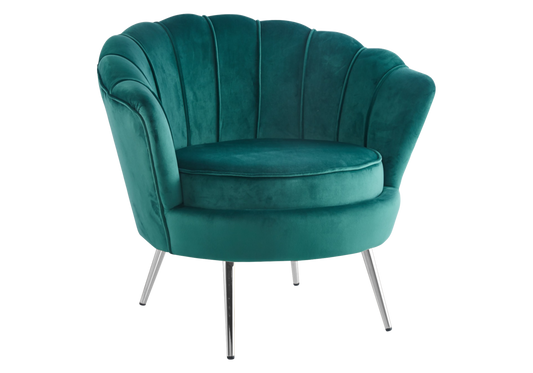 Fauteuil coquillage velours vert NYMEA