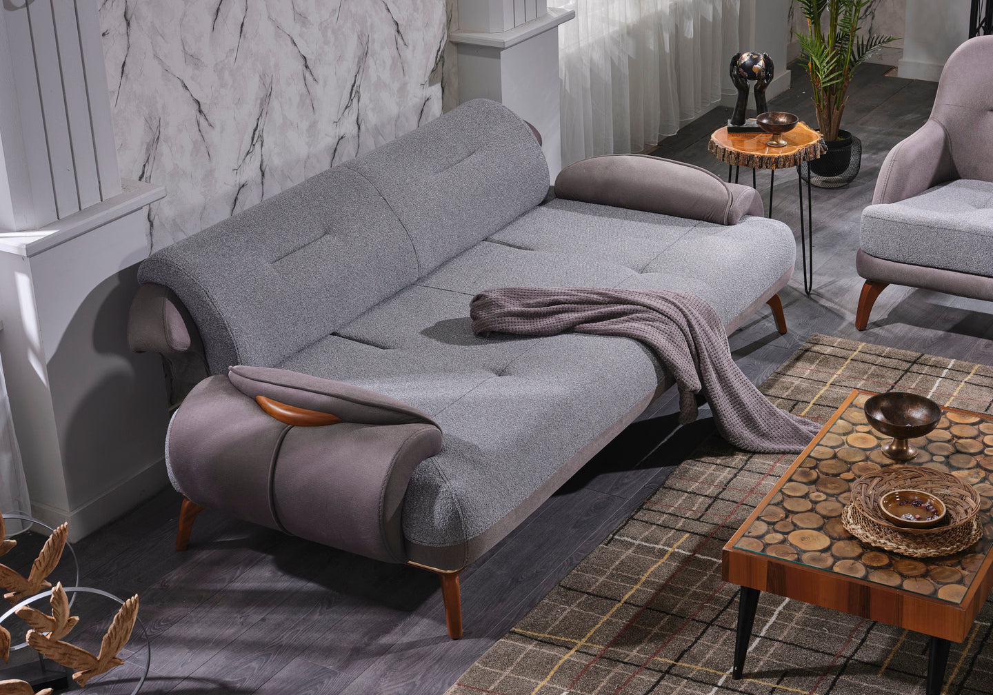 Canapé design velours gris KIWI