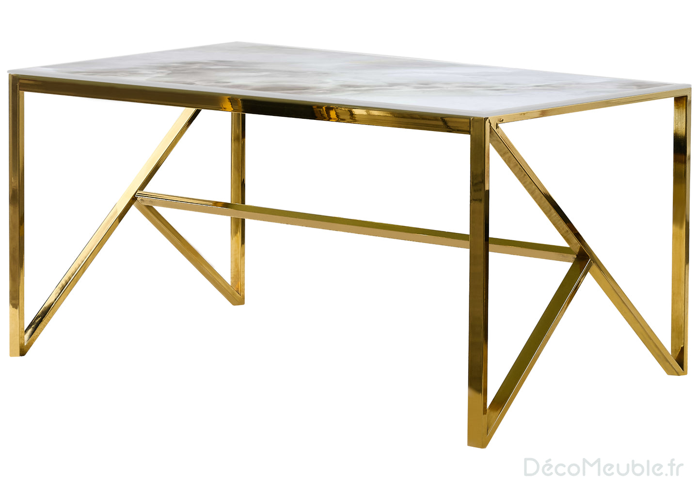 Table à manger marbre beige dorée JESSY