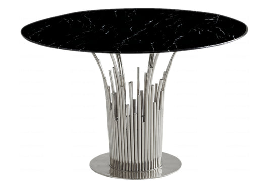 Table à manger ronde marbre noir EVE