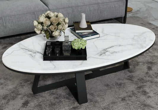 Table basse noire marbre blanc GRACY