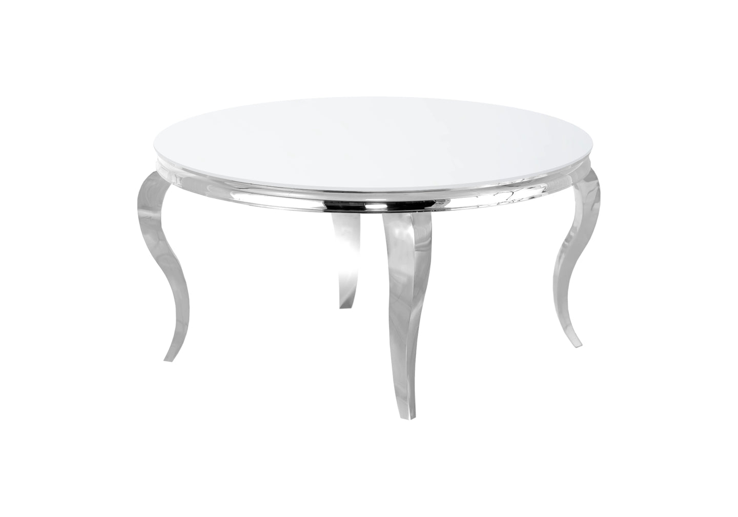 Table basse ronde argent blanc NEO