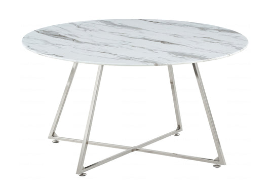 Table basse ronde marbre blanc GINA