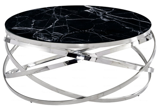 Table basse ronde marbre noir EVO