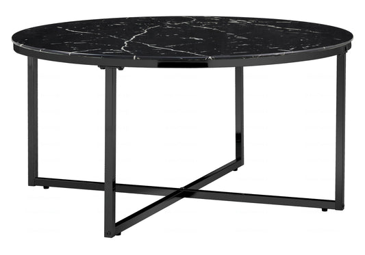 Table basse ronde noire marbre noir GALA