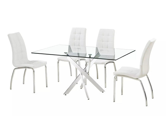 Table repas 6 chaises blanches DESIGN