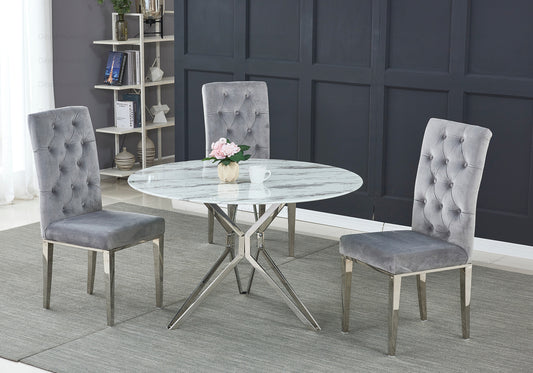 Table et chaises marbre blanc IVA