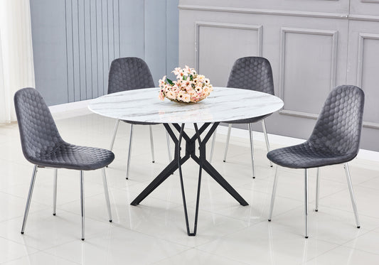 Table et chaise noire marbre blanc IVA