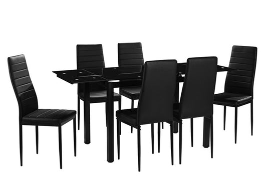 Table extensible 6 chaises noir FLY