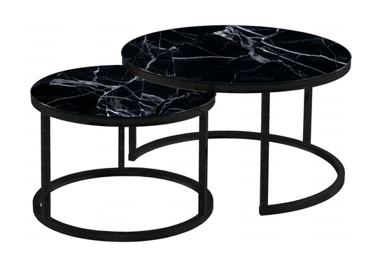 Tables gigognes noires marbre noir OREA